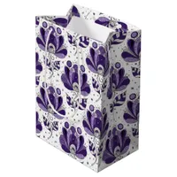 Abstract Doodle Art Style Flowers Shades of Purple Medium Gift Bag