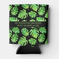 Tropical Green Watercolor Leaves Pattern Can Cooler