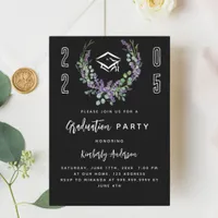 Black white lavender luxury 2025 Graduation Party Invitation