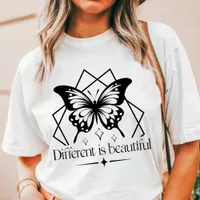 Boho Different is Beautiful Black Butterfly  Tri-Blend Shirt