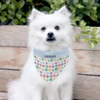 Cute Colorful Paw Prints Patterned Puppy Name Dog Pet Bandana Collar