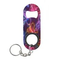 Dazzling Neon Floral Wonderland Keychain Bottle Opener