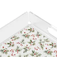 Holly and Berries Watercolor Acrylic Tray