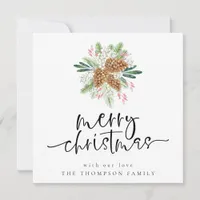 Pine Cone Merry Christmas Holiday Card