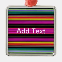 Thin Colorful Stripes - 2 Metal Ornament