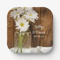 Mason Jar and White Daisies Barn Wedding Paper Plates