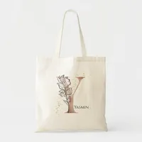 Monogram Initial Modern Letter Y Boho Personalized Tote Bag