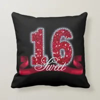 Sweet Sixteen Sparkle Red ID242 Throw Pillow