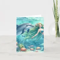 Coastal Under the Sea Mermaid Thank You Card