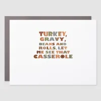 Turkey Rolls Casserole, Thanksgiving Retro Funny F Car Magnet