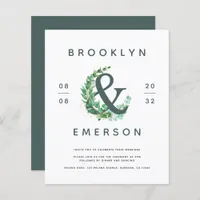 Budget Ampersand Eucalyptus Wedding Invitation