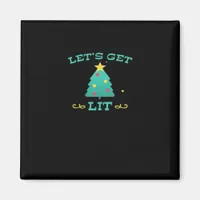 Let's Get Lit Funny Drunk Drinking Christmas Tree  Magnet