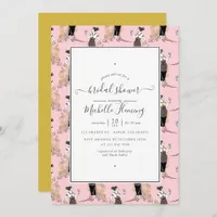 Pink and Gold Art Deco Wine Tasting Bridal Shower Invitation