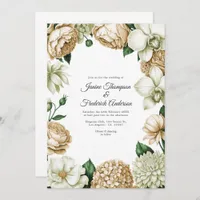 Champagne & Ivory Watercolor Floral Wedding Invitation