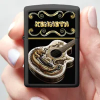 Intricate Guitar Design with Dragon Detail Zippo Lighter