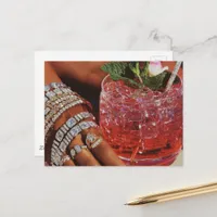Elegant Rose Drink and Many Jewels Collage  Postcard