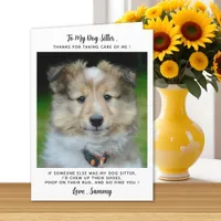 Funny Pet Sitter Custom Dog Photo Thank You Card