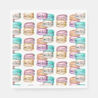 Pastel Macaron Cookie Themed Birthday Party Napkins