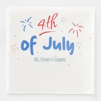 Minimalist Fireworks with 4th of July Text Paper Dinner Napkins