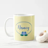 Personalized Blue Lotus Flower Yellow Coffee Mug