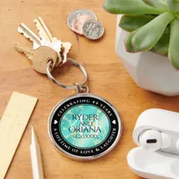 Elegant 44th Turquoise Wedding Anniversary Keychain
