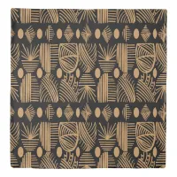 Caribbean Tribal Mudcloth: Black, Gold Duvet Cover