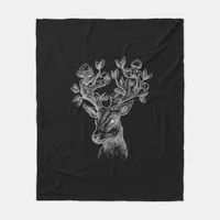 Deer Horn Mushroom Cottage  Goblincore Vintage Aes Fleece Blanket