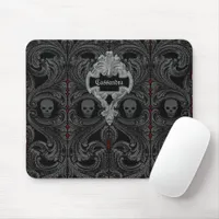 Goth Gray Ornament with Skull Personalized  Mouse Pad