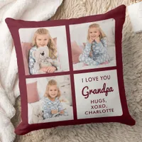Love You Grandpa Personalized Grandfather 3 Photo Throw Pillow