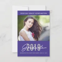 Modern Elegant Graduate | Purple Graduation Photo Announcement