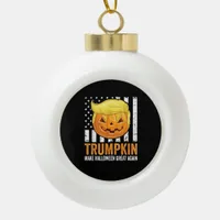 Make Halloween Great Again Trumpkin Funny Hair Pum Ceramic Ball Christmas Ornament