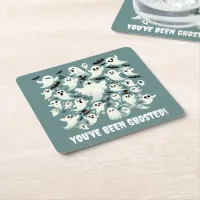 Funny You've Been Ghosted Ghosts in Flight Square Paper Coaster