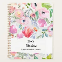 Pink purple watercolored flowers 2026 planner
