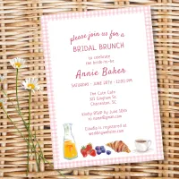 Elegant Pink Gingham Summer Brunch Bridal Shower  Invitation