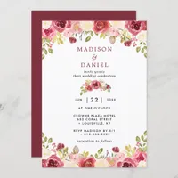 Burgundy Blush Rustic Floral Wedding Invitation