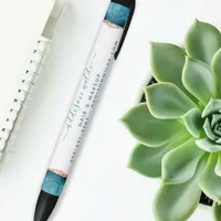 Teal And Gold Watercolor Business Black Ink Pen