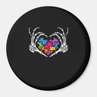 Autism Awareness s s Skeleton Hand Heart Puzzle Pi Magnet