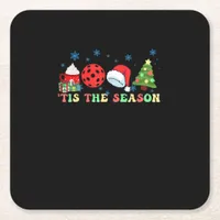 Tis The Season For Pickleball Iii Modern Aesthetic Square Paper Coaster
