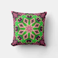 Hot Pink + Bright Green Geometric Groovy Cushion