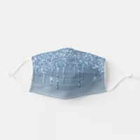 Metallic Ice Blue Glitter Melt Frozen Icing Drip Adult Cloth Face Mask