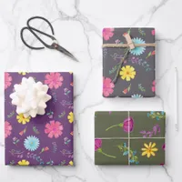 Colorful Watercolor Mexican Fiesta Flowers Wrapping Paper Sheets