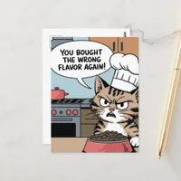 Wrong Flavor Cat Food Cartoon Postcard