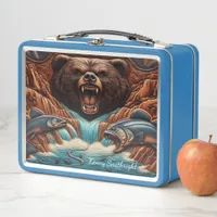 Majestic Bear Hunting in Rushing Rapids Metal Lunch Box