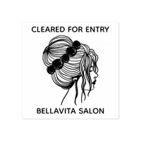 Salon Floral Updo Covid Temperature Cleared Entry Rubber Stamp