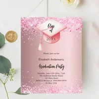 Graduation party pink confetti girl invitation