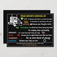Truck Driver’s Survival Kit Funny & Thoughtful  Thank You Card
