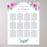Violet Mix Watercolor Floral Wedding Seating Chart