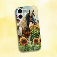 Pretty Brown and White Horse on Rustic Farm iPhone 16 Case