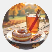 Autumn Blessings | Cider and Donut Classic Round Sticker