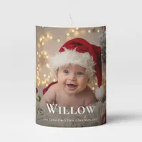 First Christmas Cute Baby Photo Elegant Holiday Pillar Candle